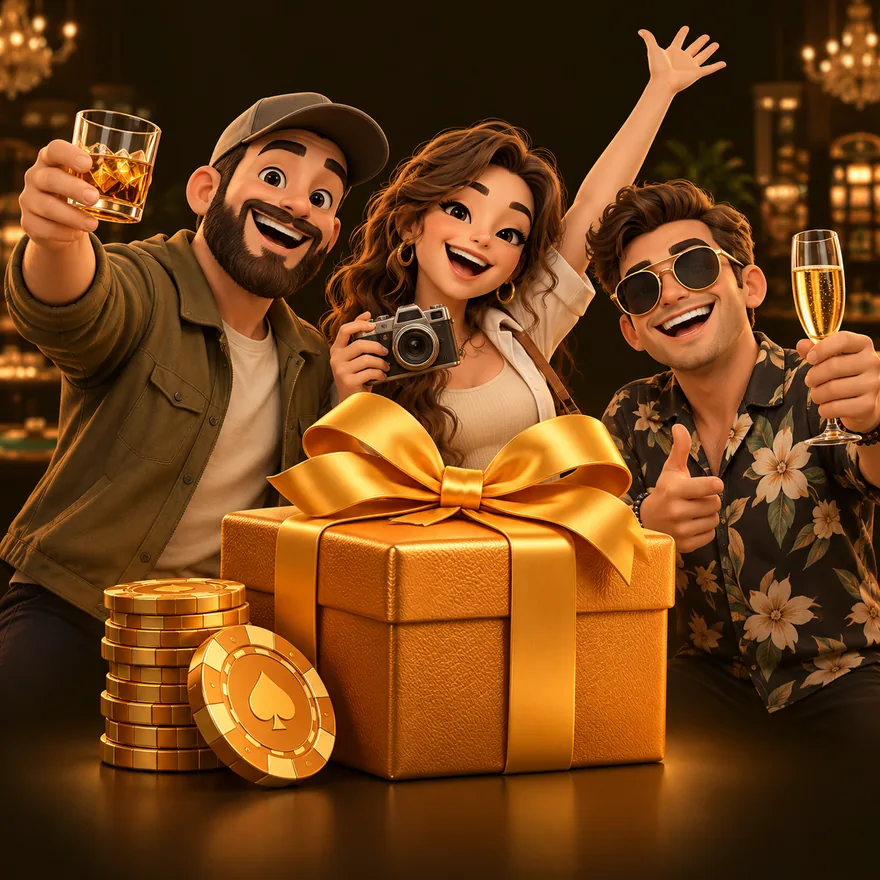 Gift box and chips — Uptown Pokies