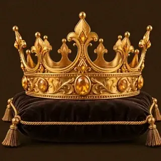 Gold crown on cushion — Uptown Pokies