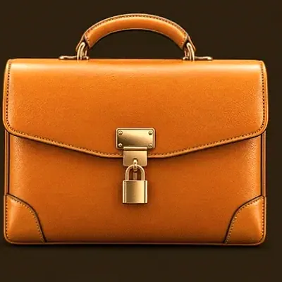 Locked leather briefcase — Uptown Pokies